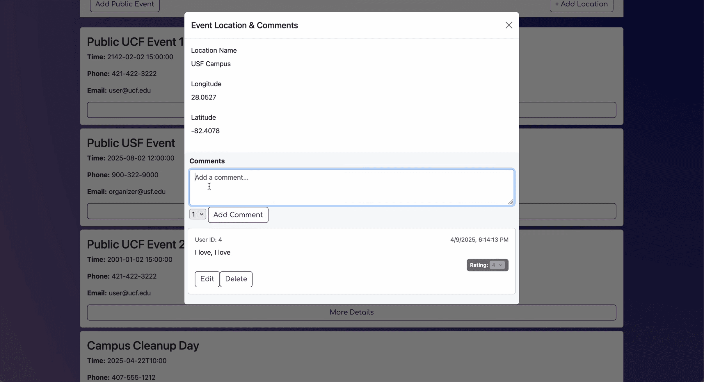 Thumbnail for College Event Website